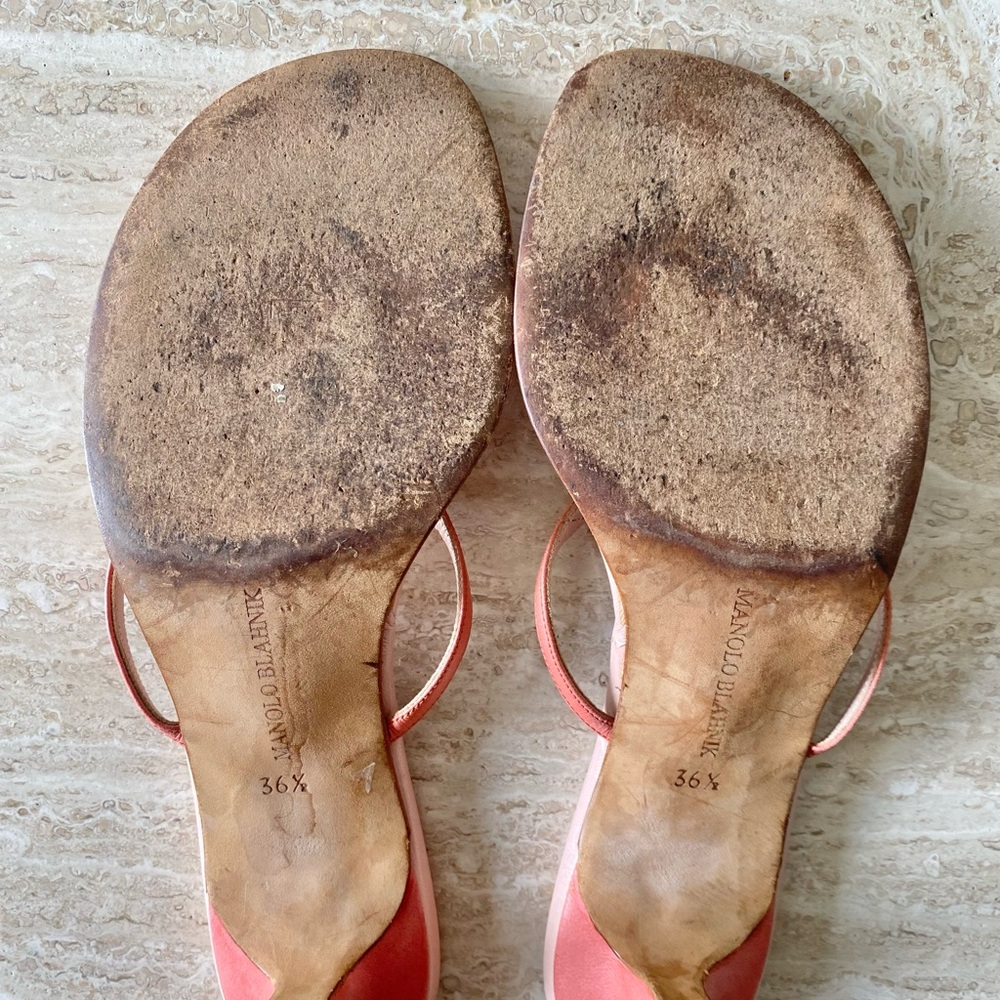 Vintage Manolo Blahnik Thong Sandal Heels - Picture 10 of 10